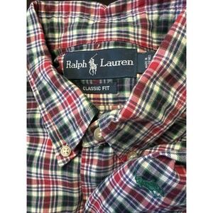 Ralph Lauren Classic Fit Button Down Shirt Men's Size Large Plaid 100% Cotton